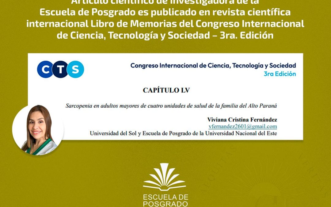 Dra. Viviana Fernández de la UNE recibe reconocimiento internacional por investigación sobre sarcopenia en adultos mayores